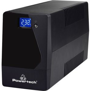 POWERTECH UPS Line Interactive PT-1050LCD με οθόνη, 1050VA, 630W, 2x Schuko, 2x RJ45/RJ11