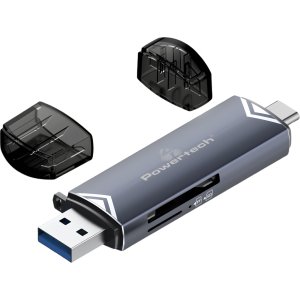 POWERTECH card reader PT-1343 για SD & micro SD, USB 3.2, 5Gbps, γκρι