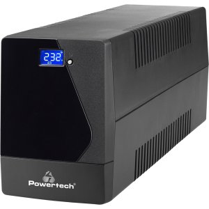 POWERTECH UPS Line Interactive PT-1800LCD με οθόνη, 1800VA, 1080W, 4x Schuko, 2x RJ45/RJ11, USB Type B