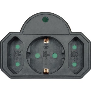 POWERTECH αντάπτορας ρεύματος PT-817, 1x schuko, 2x euro, 16A, μαύρος