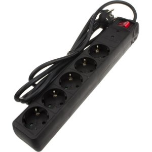 POWERTECH πολύπριζο ασφαλείας PT-883, 5x schuko, 16A, 3m, μαύρο