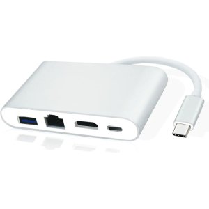 POWERTECH docking station PTH-085, 4 θυρών, USB-C, 100W PD, 4K, γκρι