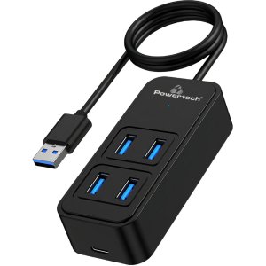 POWERTECH USB 3.2 hub PTR-0157, 4x θυρών, 5Gbps, USB σύνδεση, 1m, μαύρο