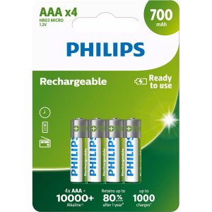 PHILIPS επαναφορτιζόμενη μπαταρία R03B4A70, 700mAh, AAA HR03 Micro, 4τμχ