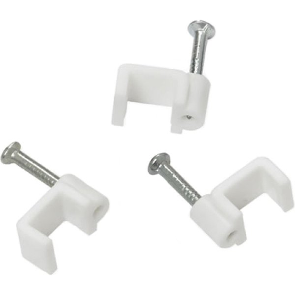 POWERTECH Ρόκα στήριξης καλωδίων, Flat, 5mm/15mm, λευκή, 100τμχ