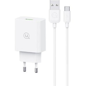 USAMS φορτιστής τοίχου SCXLTZ01 με καλώδιο micro USB, USB, 18W, λευκός