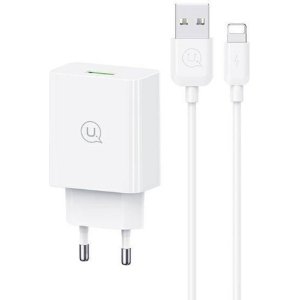 USAMS φορτιστής τοίχου SCXLTZ03 με καλώδιο Lightning, USB, 18W, λευκός