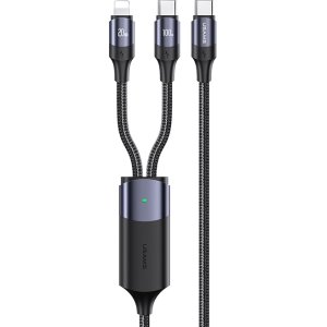 USAMS καλώδιο USB-C σε USB-C & Lightning US-SJ550, PD 100W, 1.2m, μαύρο