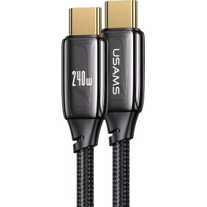 USAMS καλώδιο USB-C σε USB-C US-SJ580, 240W PD 3.1, 480Mbps, 1.2m, μαύρο