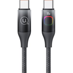 USAMS καλώδιο USB-C σε USB-C US-SJ640, 100W PD, 1.2m, μαύρο