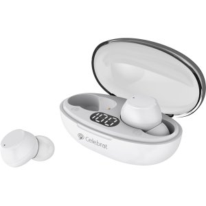 CELEBRAT earphones με θήκη φόρτισης TWS-W32, True Wireless, Φ8mm, λευκά