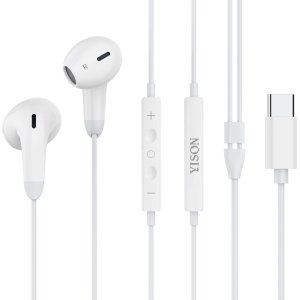 YISON earphones με μικρόφωνο X8, USB-C σύνδεση, Φ13mm, 1.2m, λευκά