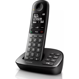 PHILIPS ασύρματο τηλέφωνο XL4951DS/34 ελληνικό μενού, τηλεφωνητής, μαύρο