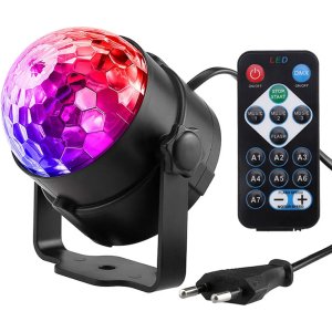 LED φωτορυθμικό φωτιστικό ZS48 με χειριστήριο, RGB, 3W, μαύρο