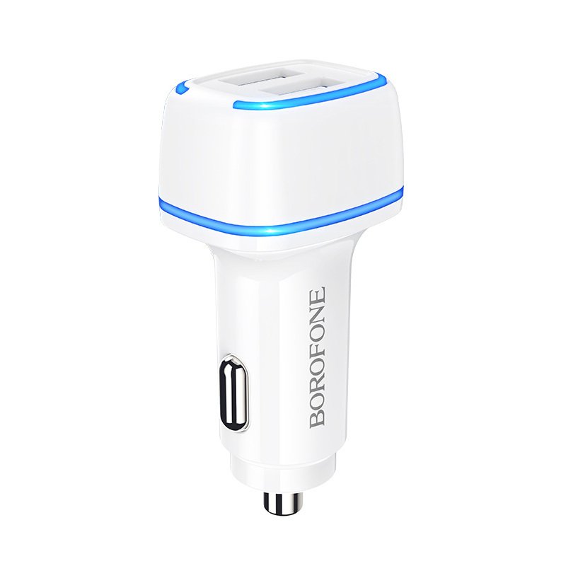 Borofone Car charger BZ14 Max - 2xUSB - 2,4A with USB to Micro USB cable white - Image 4