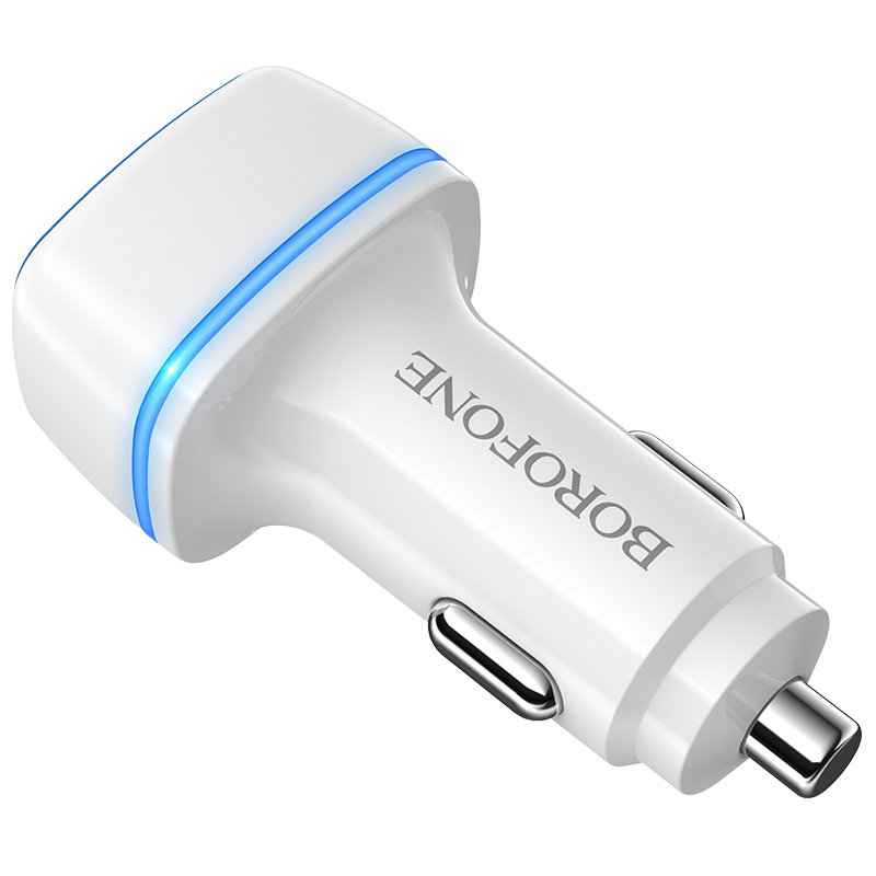Borofone Car charger BZ14 Max - 2xUSB - 2,4A with USB to Micro USB cable white - Image 5