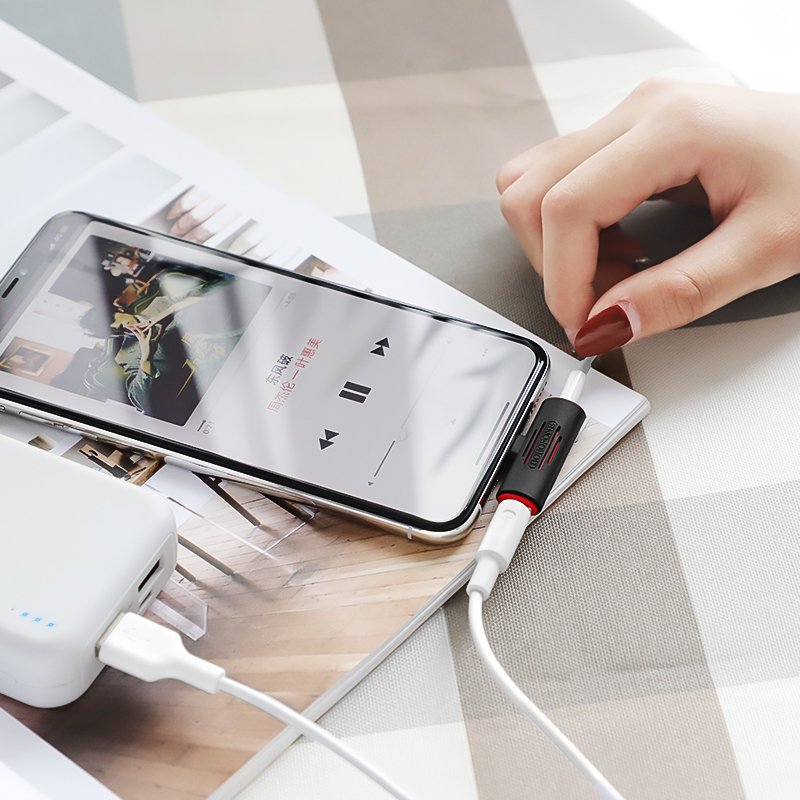 Borofone Adapter BV7 Audio - Lightning to Lightning + jack 3,5mm - white - Image 4