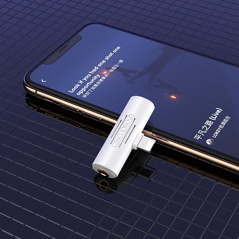 Borofone Adapter BV7 Audio - Lightning to Lightning + jack 3,5mm - white - Image 5