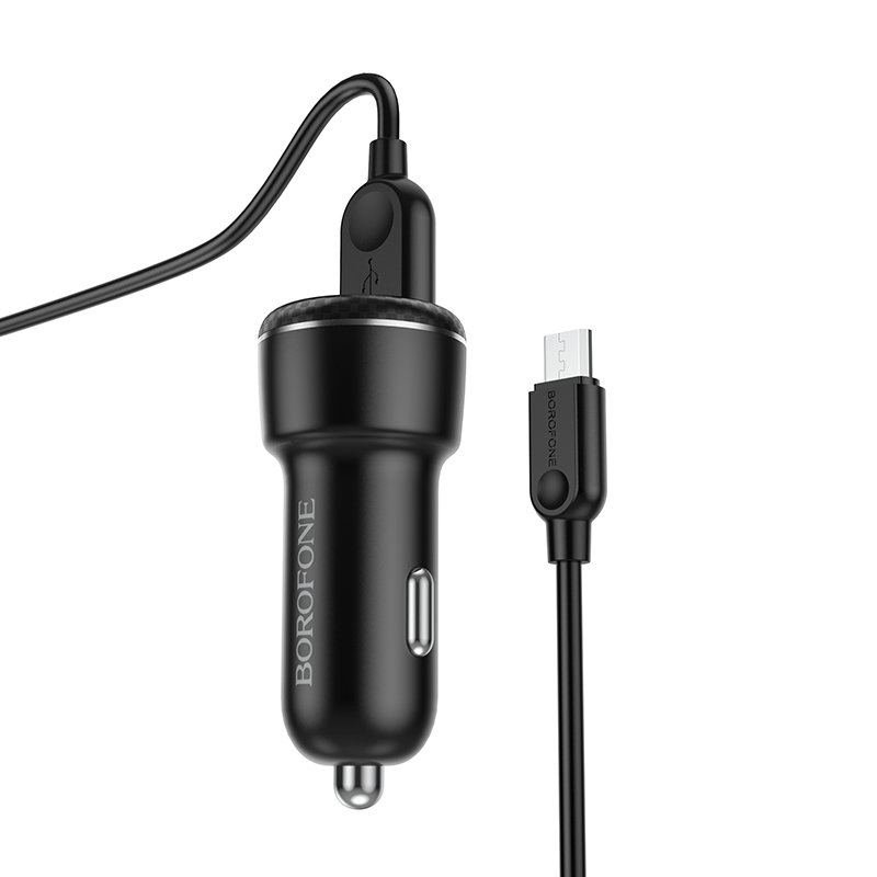 Borofone Car charger BZ17 Core - 2xUSB - QC 3.0 18W with USB to Micro USB cable black - Image 4
