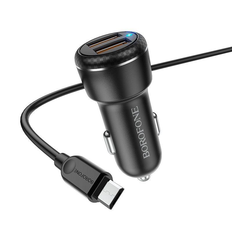 Borofone Car charger BZ17 Core - 2xUSB - QC 3.0 18W with USB to Micro USB cable black - Image 6