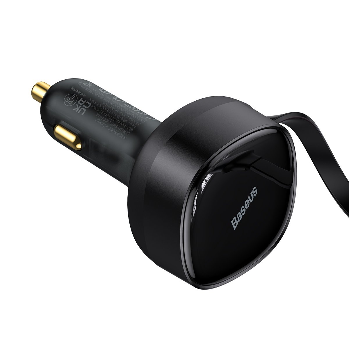 Baseus Car Charger Enjoyment Retractable 2 in 1 - Type C + Lightning - 30W (CGTX000001) black - Image 3