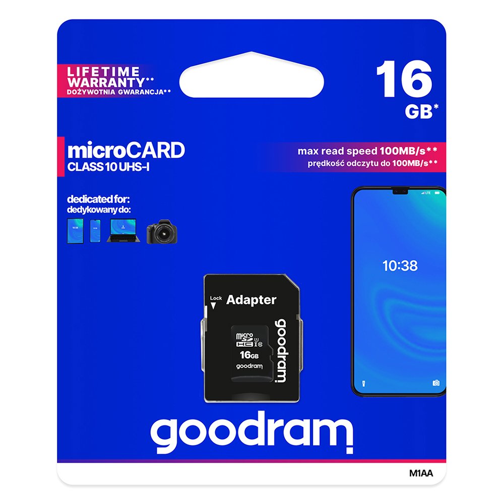 GOODRAM Memory MicroSD Card - 16GB with adapter UHS I CLASS 10 100MB/s - Image 3