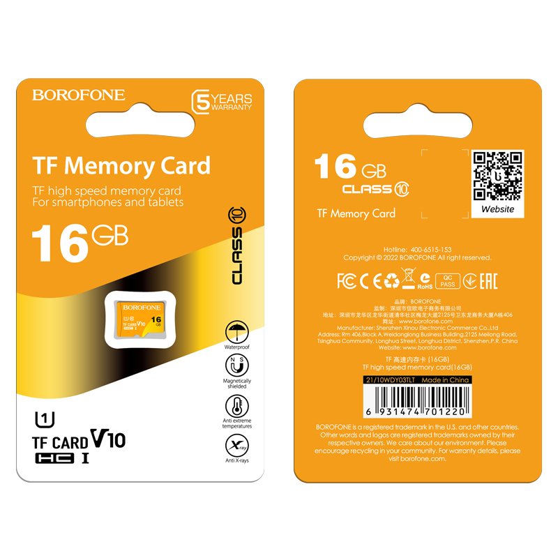 Borofone Memory card MicroSD 16GB SDHC Class10 85MB/s - Image 4