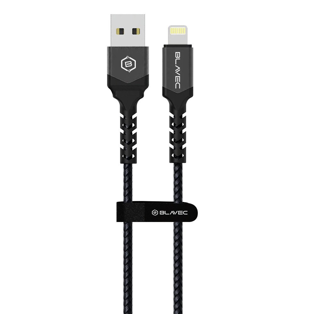 Blavec Cable Raptor braided - USB to Lightning - 1,5A 2 metres Apple CarPlay (CRA-UL15BG20) black-grey - Image 2