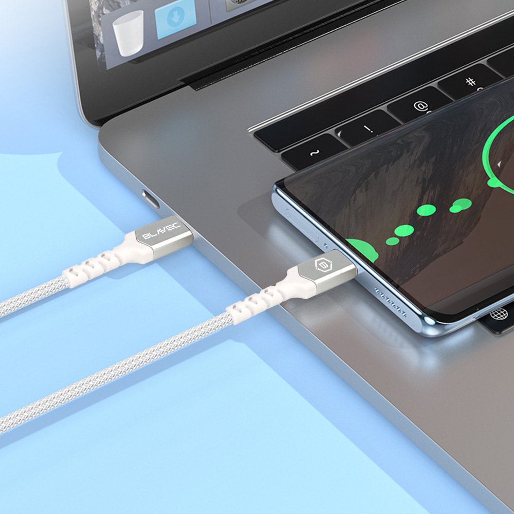 Blavec Cable Raptor braided - Type C to Lightning - PD 20W 2,4A 2 metres Apple CarPlay (CRA-CL24WS20) white-silver - Image 3