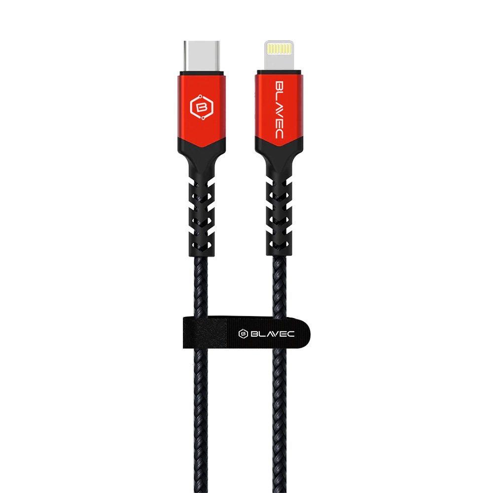 Blavec Cable Raptor braided - Type C to Lightning - PD 20W 2,4A 2 metres Apple CarPlay (CRA-CL24BR20) black-red - Image 2