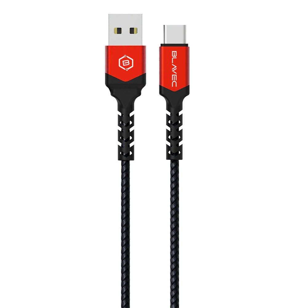 Blavec Cable Raptor braided - USB to Type C - 3A 0,5 meters Apple CarPlay/Android Auto (CRA-UC3BR05) black-red - Image 2