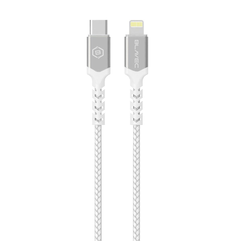 Blavec Cable Raptor braided - Type C to Lightning - PD 20W 2,4A 0,5 metres Apple CarPlay (CRA-CL24WS05) white-silver - Image 2