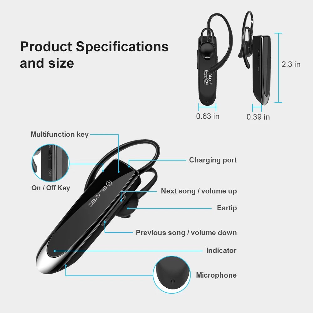 Blavec Bluetooth Headset Travel PL55 Multipoint (BHPL55-B) black - Image 4