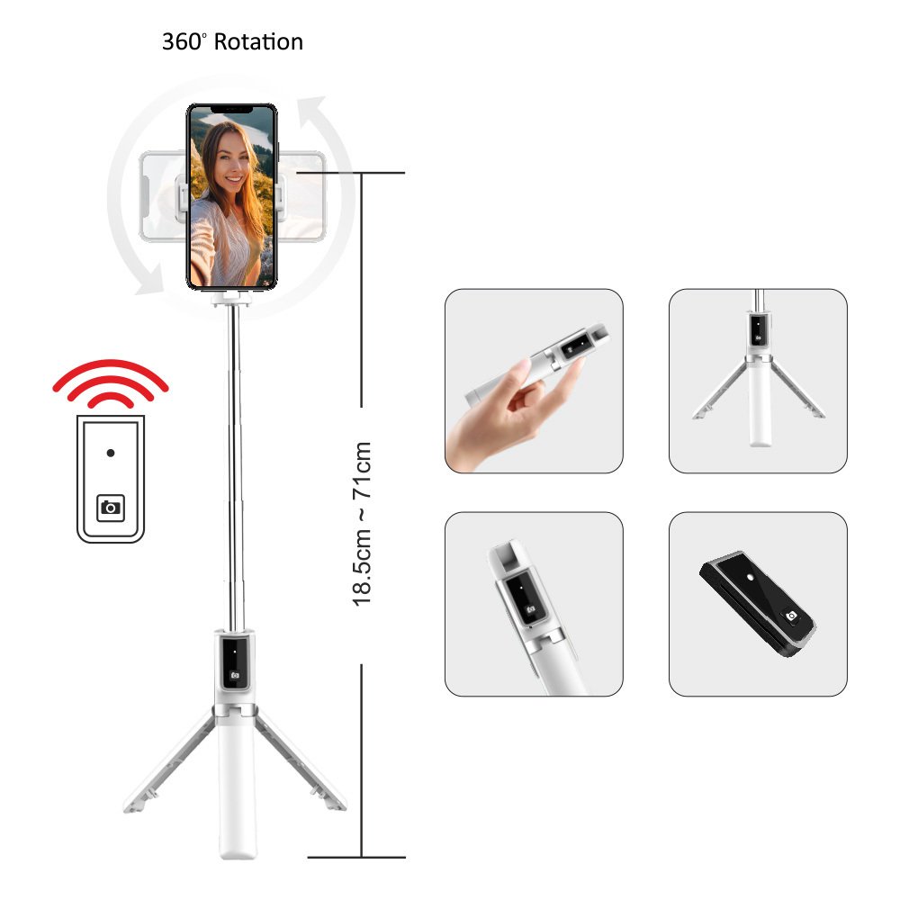 Blavec Selfie Stick Coco P-04 tripod + remote control 0,7 metres (SSCP04-TRW07) white - Image 3