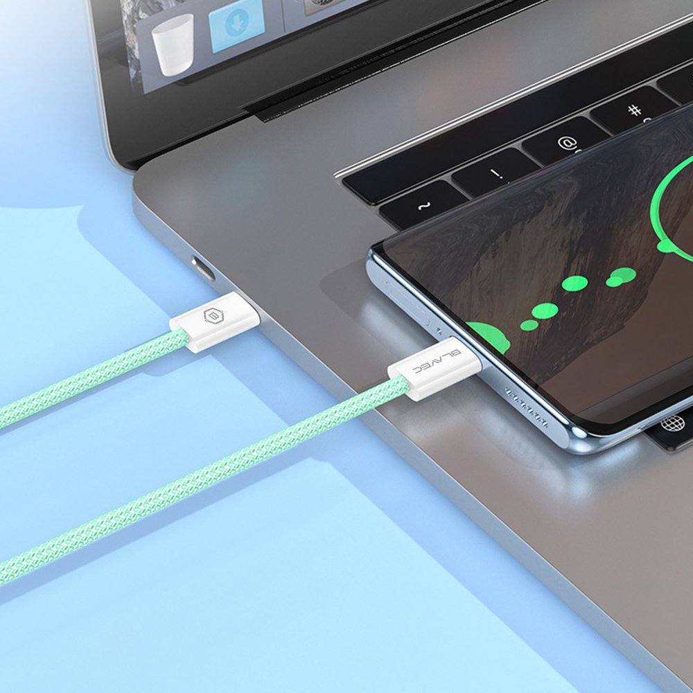 Blavec Cable Candy braided - Type C to Lightning - PD 20W 2,4A 3 metres Apple CarPlay (CCA-CL24GN30) green - Image 4