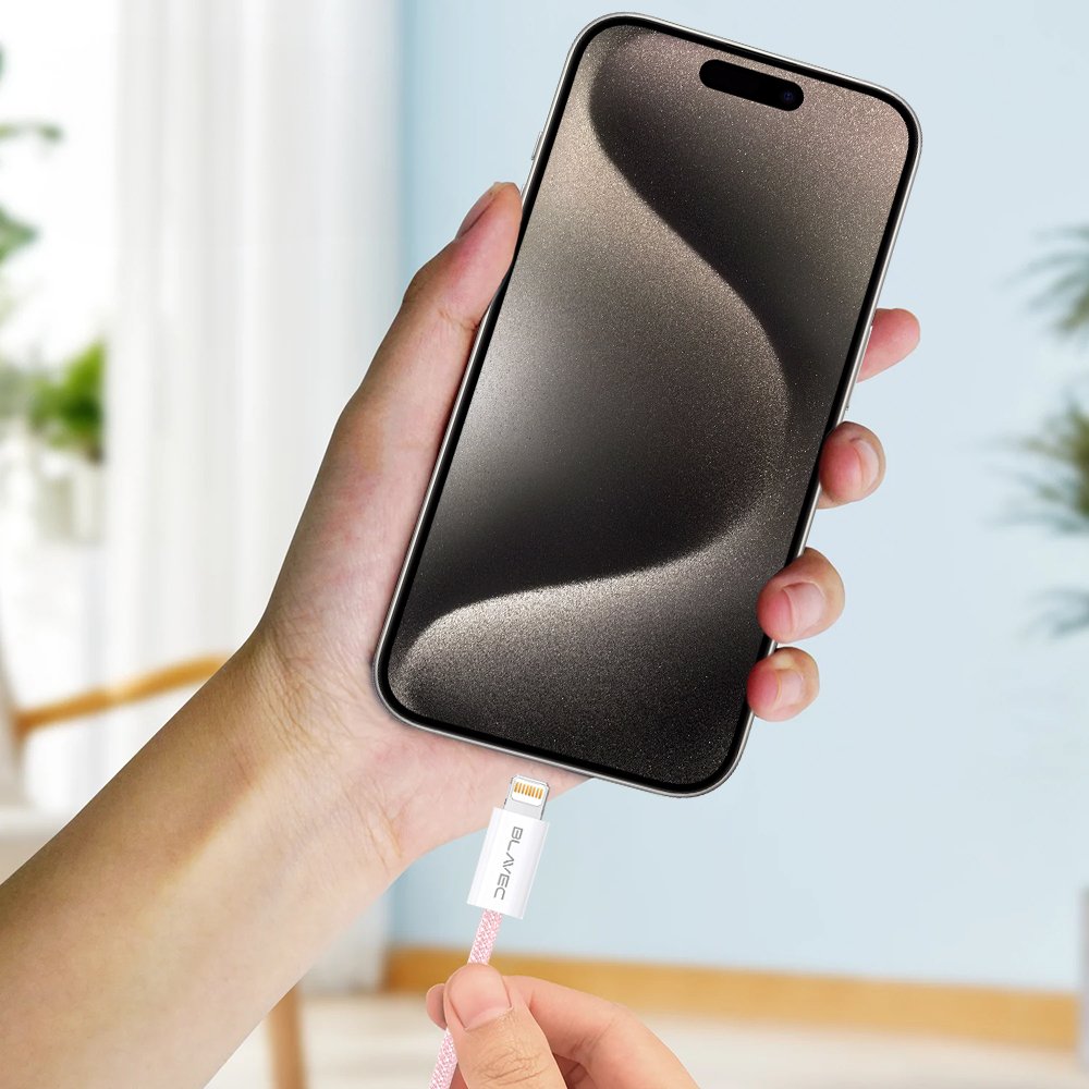 Blavec Cable Candy braided - Type C to Lightning - PD 20W 2,4A 2 metres Apple CarPlay (CCA-CL24P20) pink - Image 3