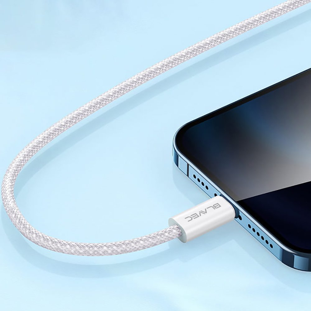 Blavec Cable Candy braided - USB to Lightning - 2,4A 3 metres Apple CarPlay (CCA-UL24W30) white - Image 4