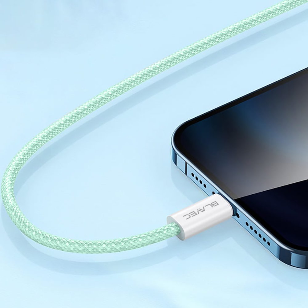 Blavec Cable Candy braided - Type C to Lightning - PD 20W 2,4A 1 metre Apple CarPlay (CCA-CL24GN10) green - Image 5