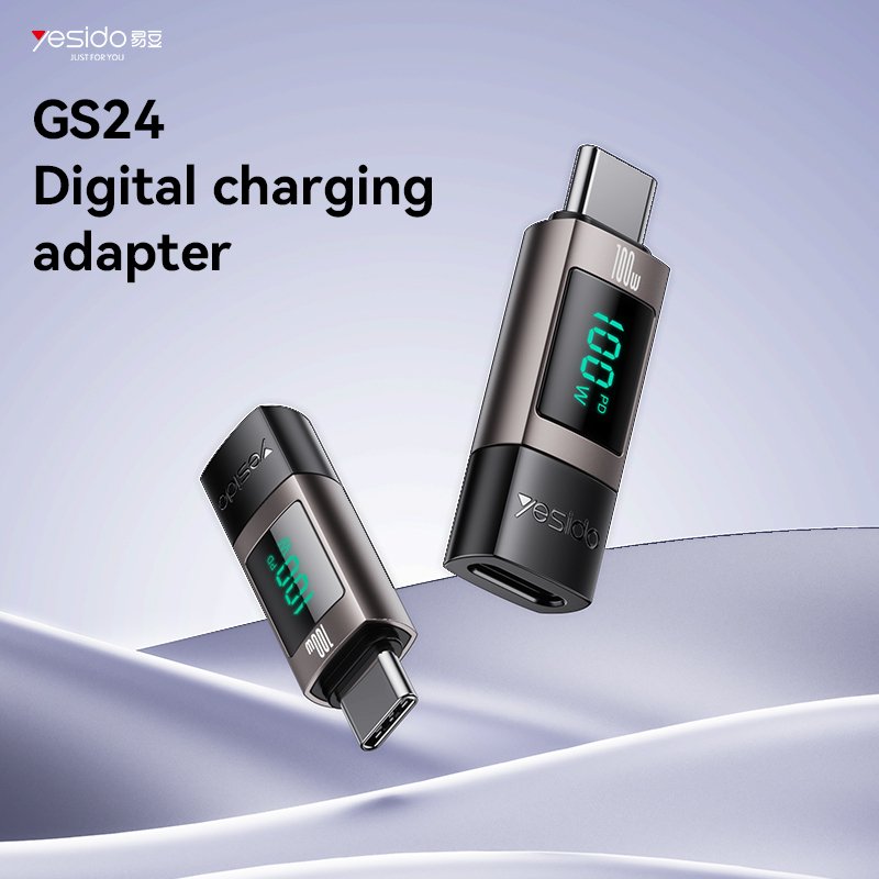 Yesido Adapter OTG GS24 - Typ C (male) to Type C (female) - with LCD display black - Image 2
