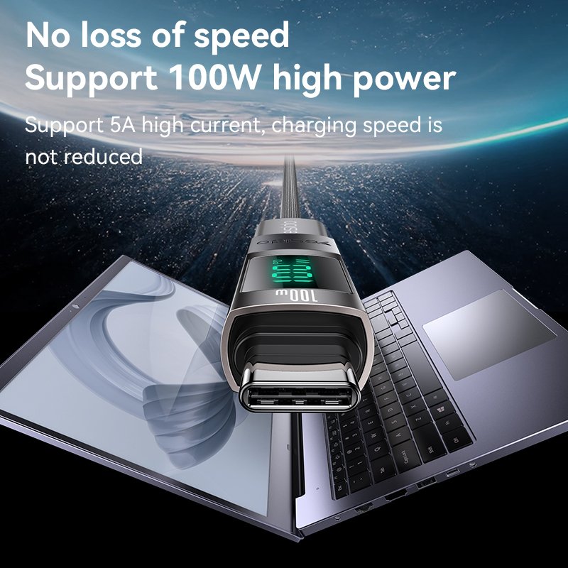 Yesido Adapter OTG GS24 - Typ C (male) to Type C (female) - with LCD display black - Image 4