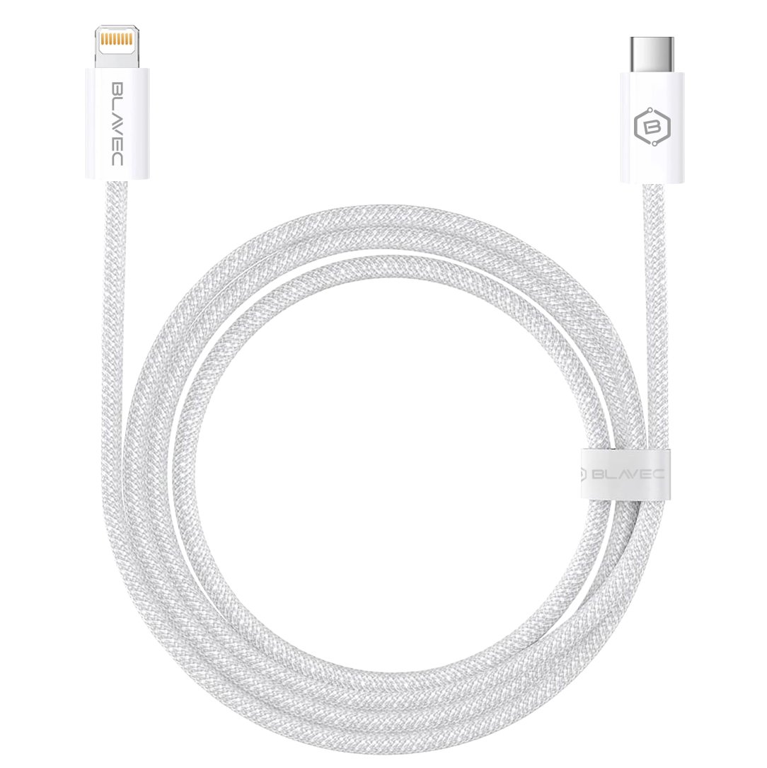 Blavec Cable Candy braided - Type C to Lightning - PD 20W 2,4A 3 metres Apple CarPlay (CCA-CL24W30) white - Image 2