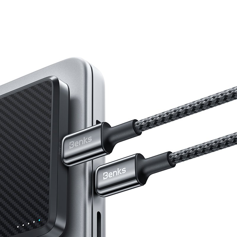 Benks Cable D49 braided - Type C to Type C - PD 60W 3A 1,2 metres black - Image 2