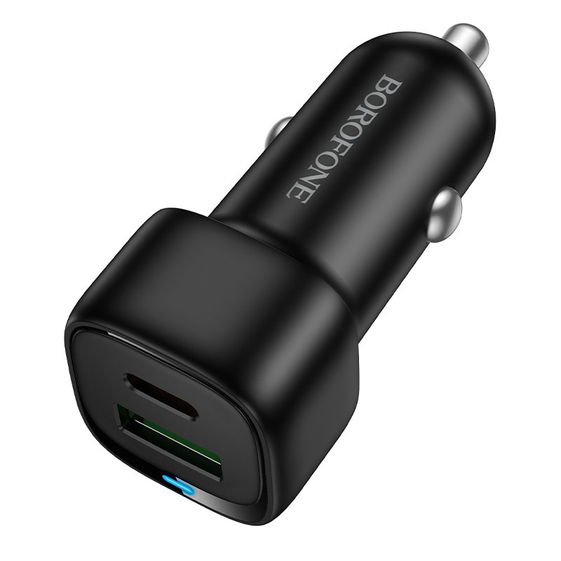 Borofone Car charger BZ34B Cloud - USB + Type C - QC 3.0 PD 38W black - Image 2