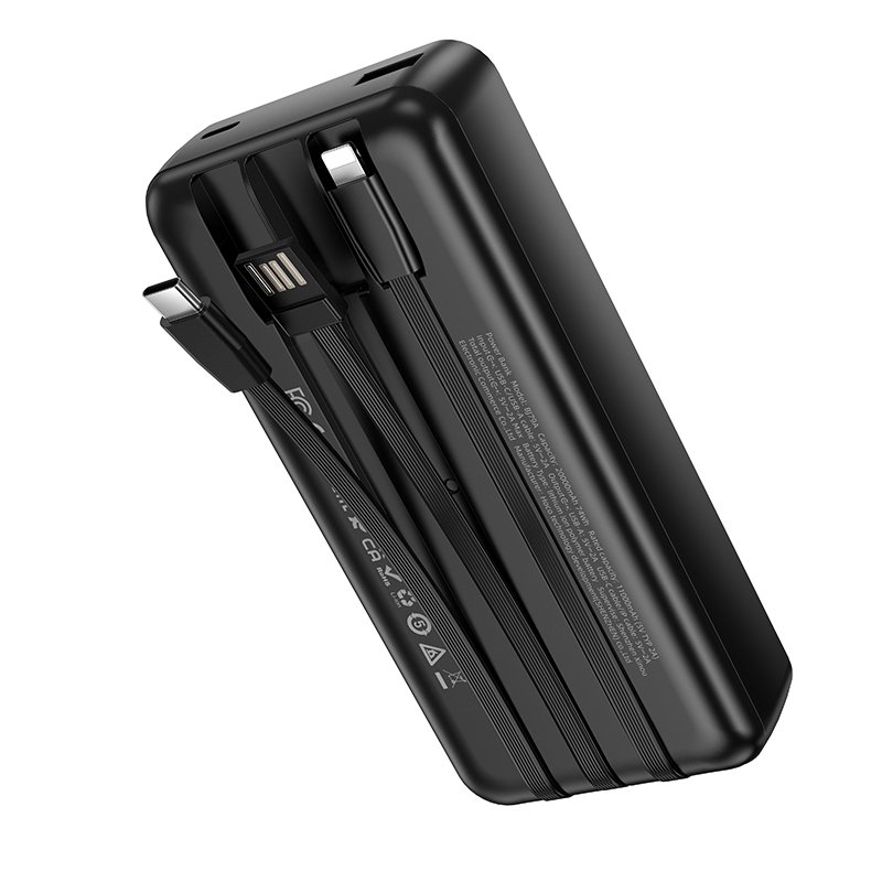 Borofone Power Bank 20000mAh BJ79A Clever - USB -  with Type C and Lightning cables black - Image 3