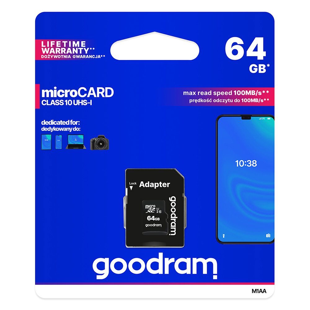 GOODRAM Memory MicroSD Card - 64GB with adapter UHS I CLASS 10 100MB/s - Image 3