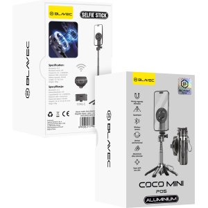 Blavec Selfie Stick Aluminium Coco Mini P-05 Magsafe tripod + remote control + holder 0,41 metres (SSCMP05-MTRHB041) black