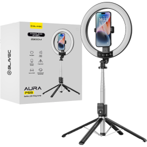 Blavec Selfie Ring lamp Aura LED Ring P-55 25cm tripod + remote control + 2,3 metres (RLP55-TRB23) black