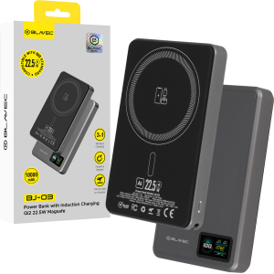 Blavec Power Bank 10000mAh BJ-03 Slim 13,5mm - Type C - 22,5W magnetic Magsafe 3 in 1 (PBBJ03-MC10G) grey