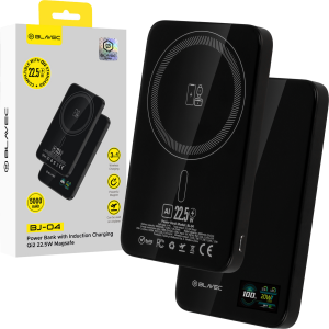 Blavec Power Bank 5000mAh BJ-04 Ultra Slim 7,8mm - Type C - 22,5W magnetic Magsafe 3 in 1 (PBBJ04-MC5B) black glass