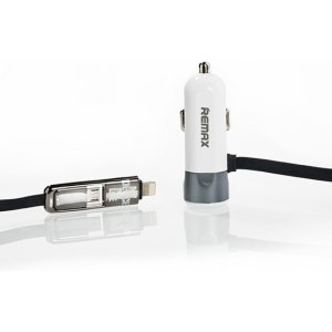 REMAX Car Charger RCC-102 - USB - 3,4A with 2 in 1 cable Micro USB, Lightning silver